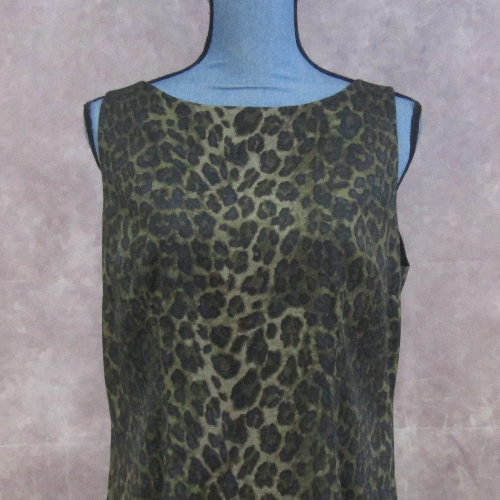 Ann Taylor Black & Brown Animal Print Dress 12P - Picture 2 of 5